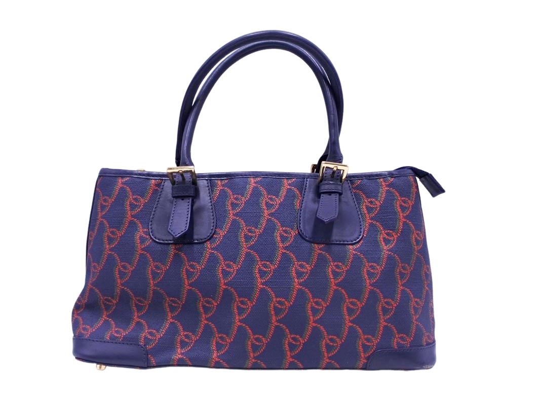 Roberta di Camerino ロベルタディカメリーノ 総ロゴ ハンド バッグ 紺 ■■ ☆ fhc9 レディース_画像1