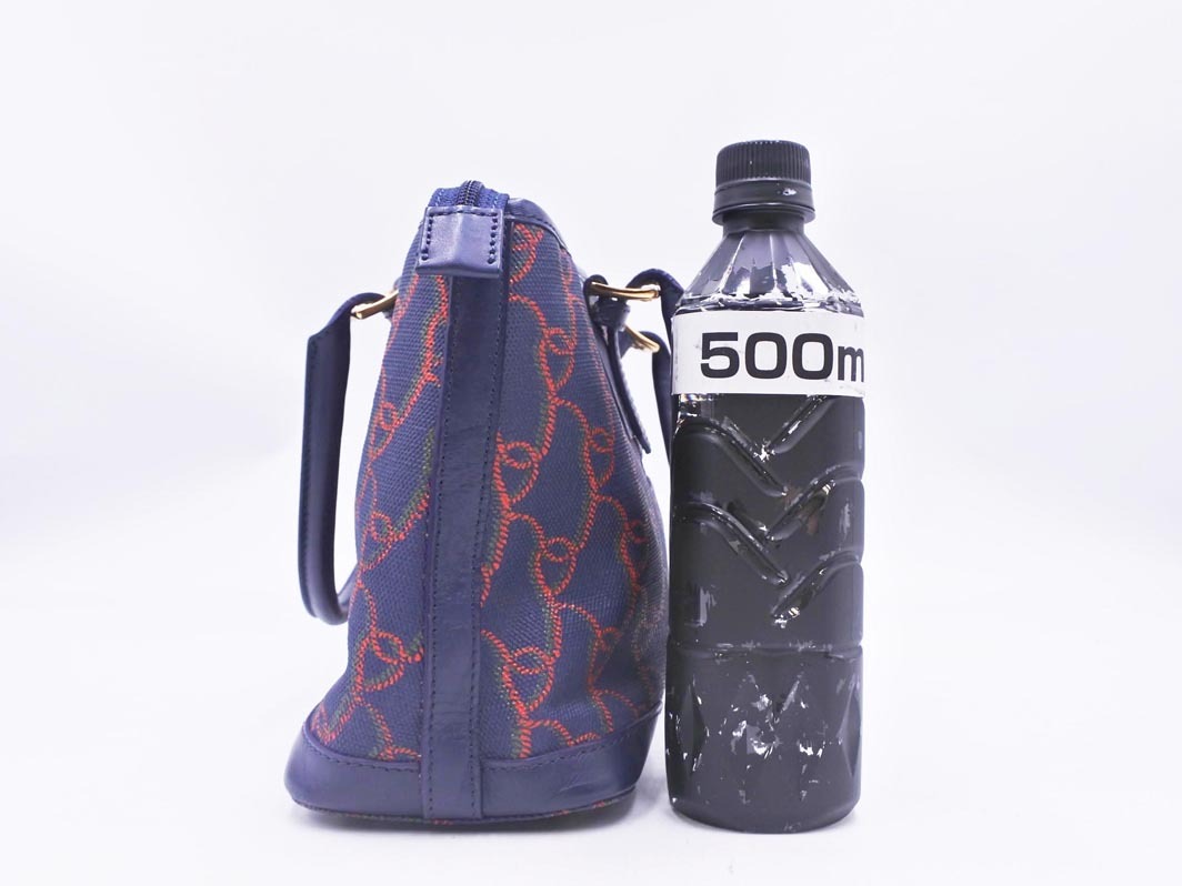 Roberta di Camerino ロベルタディカメリーノ 総ロゴ ハンド バッグ 紺 ■■ ☆ fhc9 レディース_画像2