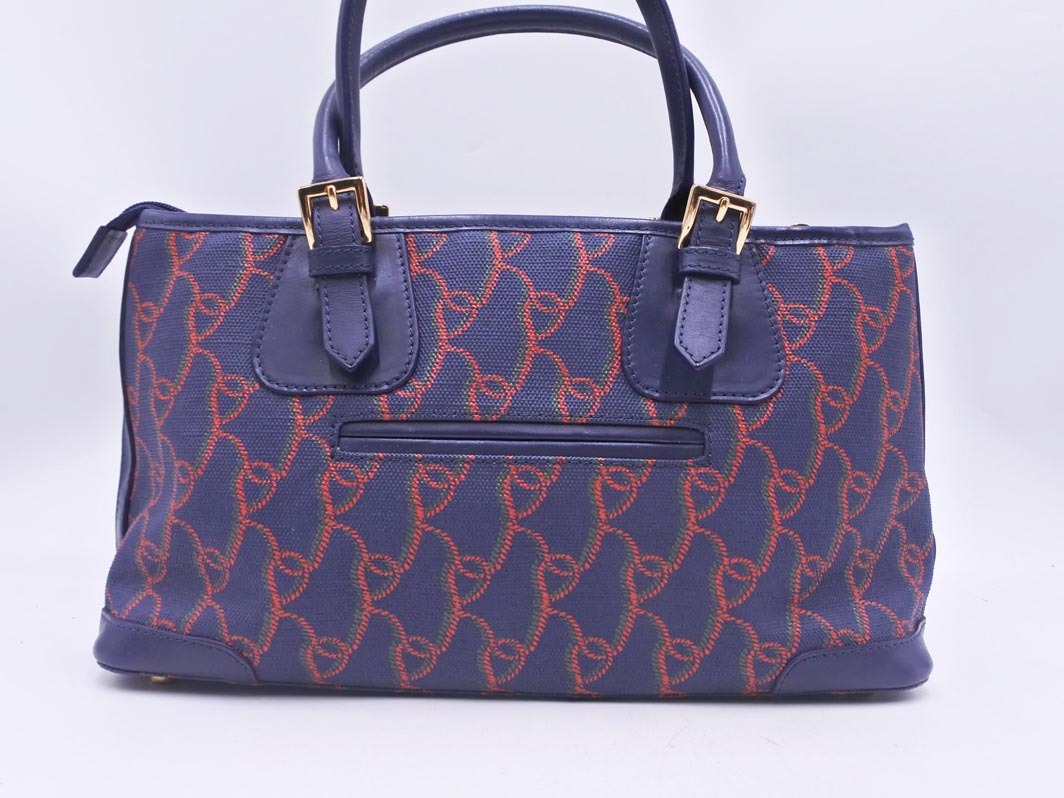 Roberta di Camerino ロベルタディカメリーノ 総ロゴ ハンド バッグ 紺 ■■ ☆ fhc9 レディース_画像3