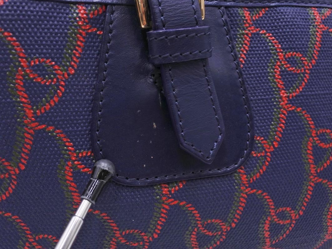 Roberta di Camerino ロベルタディカメリーノ 総ロゴ ハンド バッグ 紺 ■■ ☆ fhc9 レディース_画像6