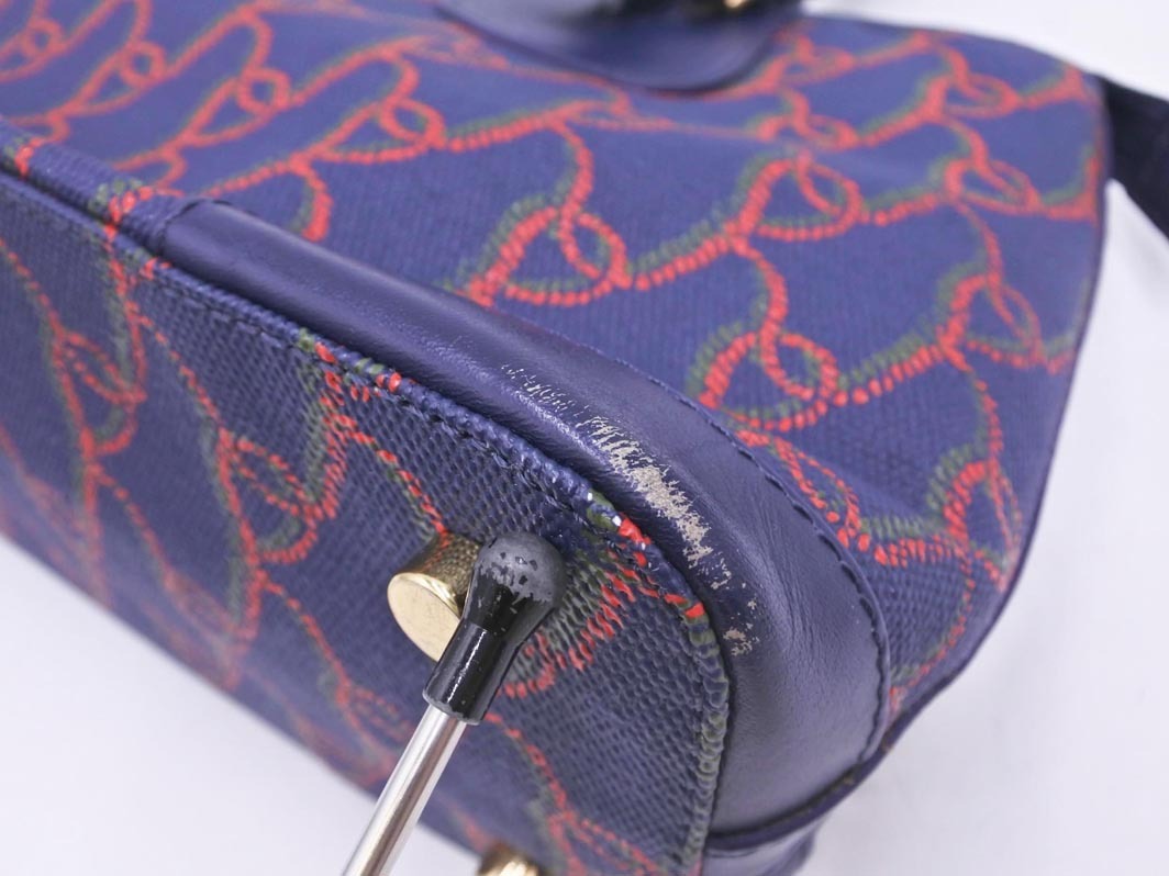 Roberta di Camerino ロベルタディカメリーノ 総ロゴ ハンド バッグ 紺 ■■ ☆ fhc9 レディース_画像7