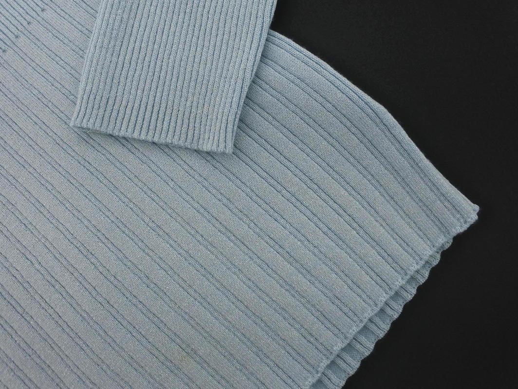 PAUL STUART paul (pole) Stuart шерсть .V шея ламе вязаный свитер size6/ бледно-голубой *# * fhc8 женский