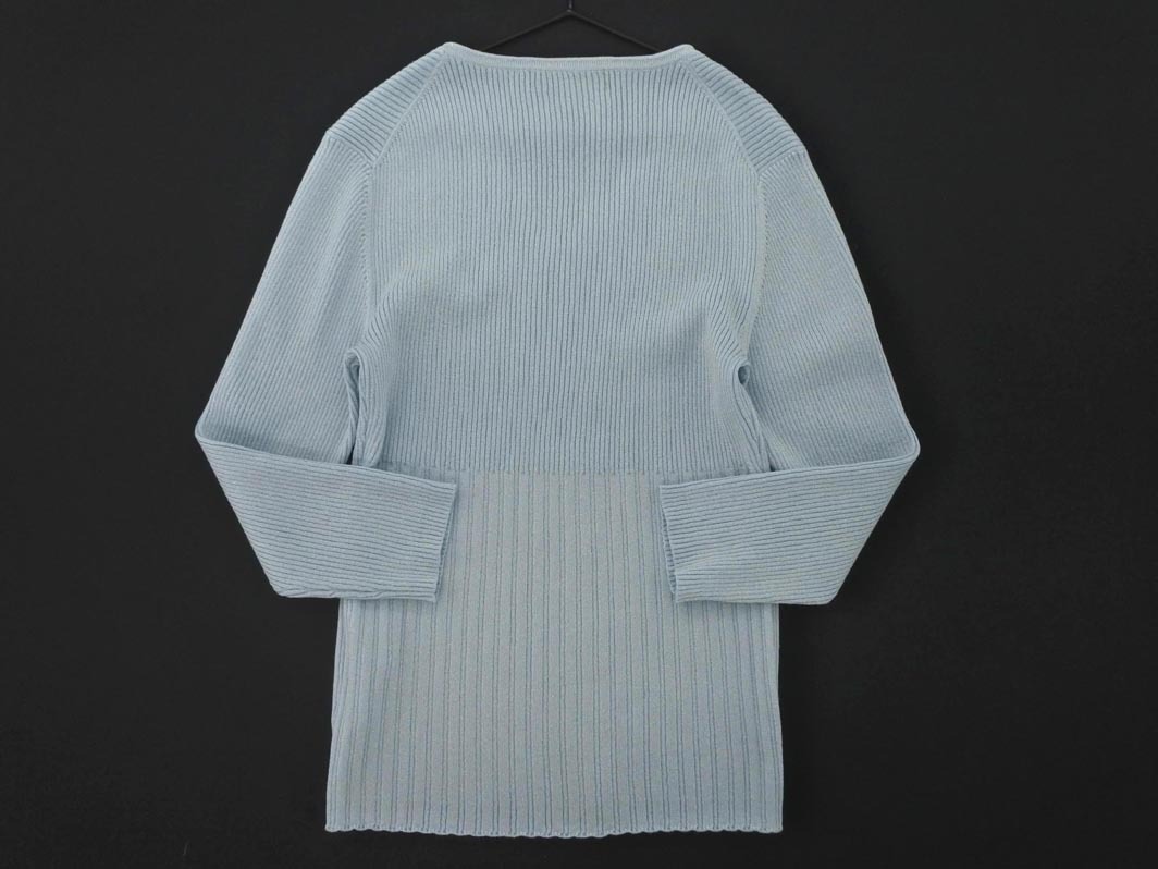 PAUL STUART paul (pole) Stuart шерсть .V шея ламе вязаный свитер size6/ бледно-голубой *# * fhc8 женский