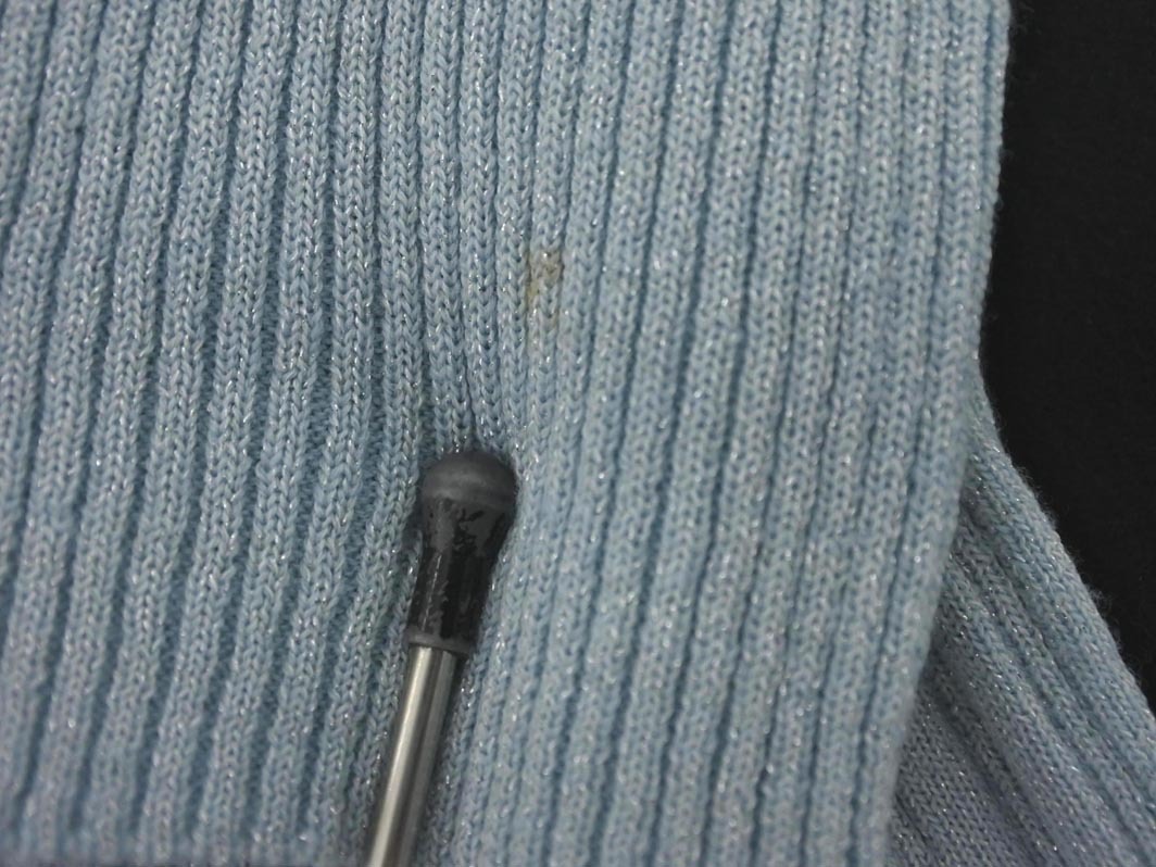 PAUL STUART paul (pole) Stuart шерсть .V шея ламе вязаный свитер size6/ бледно-голубой *# * fhc8 женский