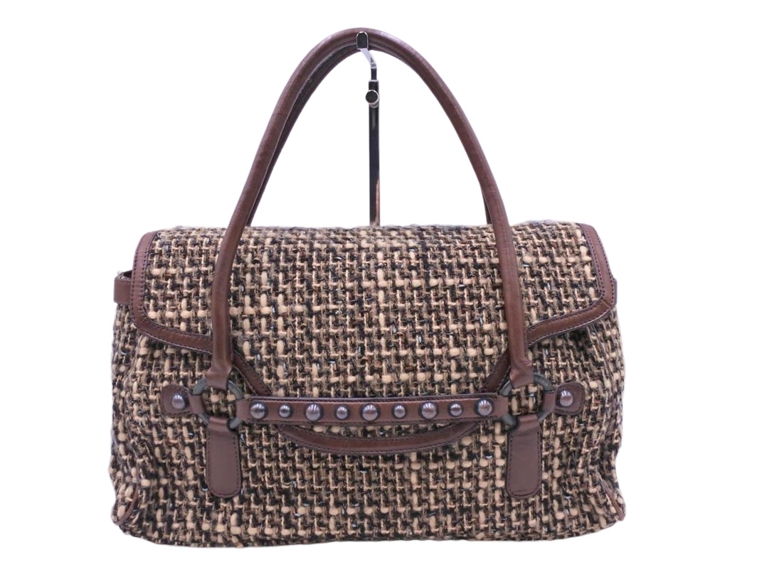 ESTNATION エストネーション ツイード ハンド バッグ ベージュ ◇■ ☆ fhc9 レディース_画像1