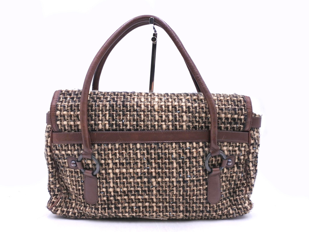 ESTNATION エストネーション ツイード ハンド バッグ ベージュ ◇■ ☆ fhc9 レディース_画像3