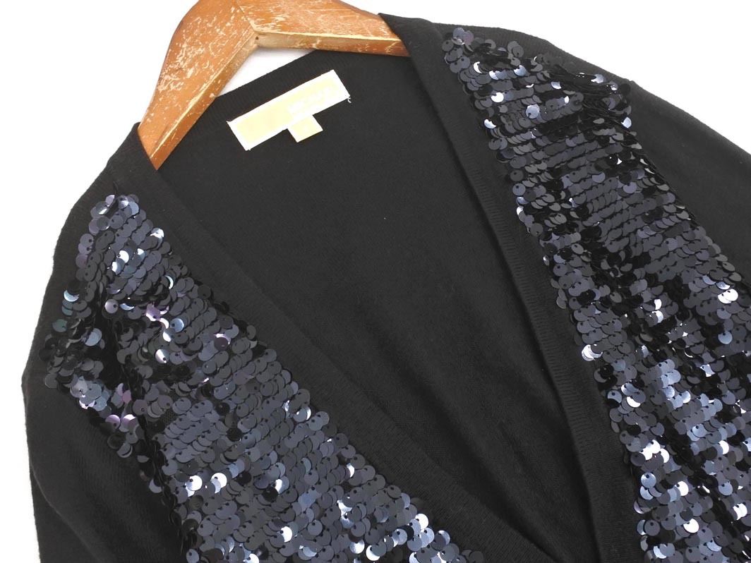 MICHAEL KORS マイケルコース スパンコール ニット カーディガン sizeS/黒 ◇■ ☆ fhc9 レディース_画像3