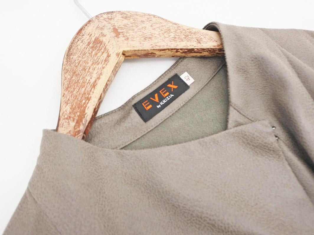 EVEX by KRIZIA エヴェックスバイクリツィア ノーカラー ジャケット コート size42/グレージュ ◇■ ☆ fhc8 レディースの画像2