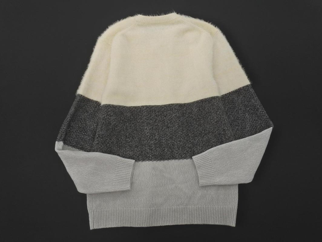 MEN’S MELROSE メンズメルローズ ウール混 Vネック バイカラー ニット セーター size4/オフホワイトxグレー ◇■ ☆ fhc8 レディース_画像4