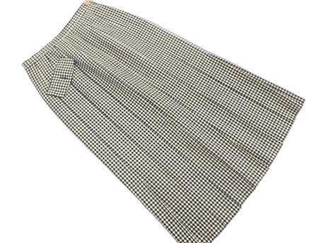 LAUTREAMONT ロートレアモン ウール100% チェック プリーツ ロング スカート size9/黒ｘ白 ◇■ ☆ fhc5 レディースの画像1