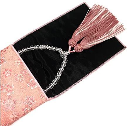 【桜模様　数珠袋付】女性用　数珠　切子硝子 切子ガラス　略式数珠_画像6