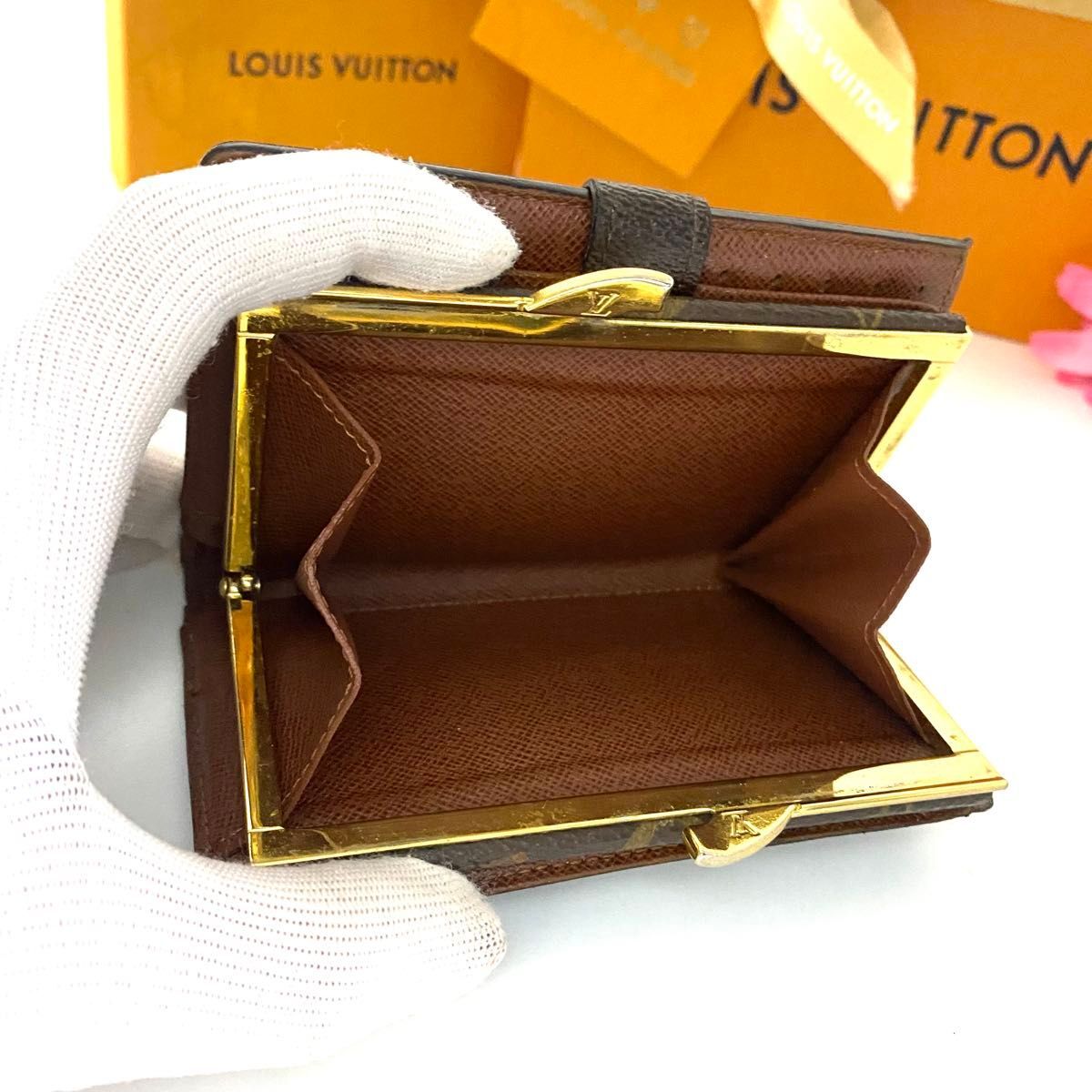 SALE❣️ルイヴィトン ヴィエノワ モノグラム がま口 二つ折り財布 ブラウン ルイ ヴィトン ヴィエノワ モノグラム がま口 ブラウン 二つ折り