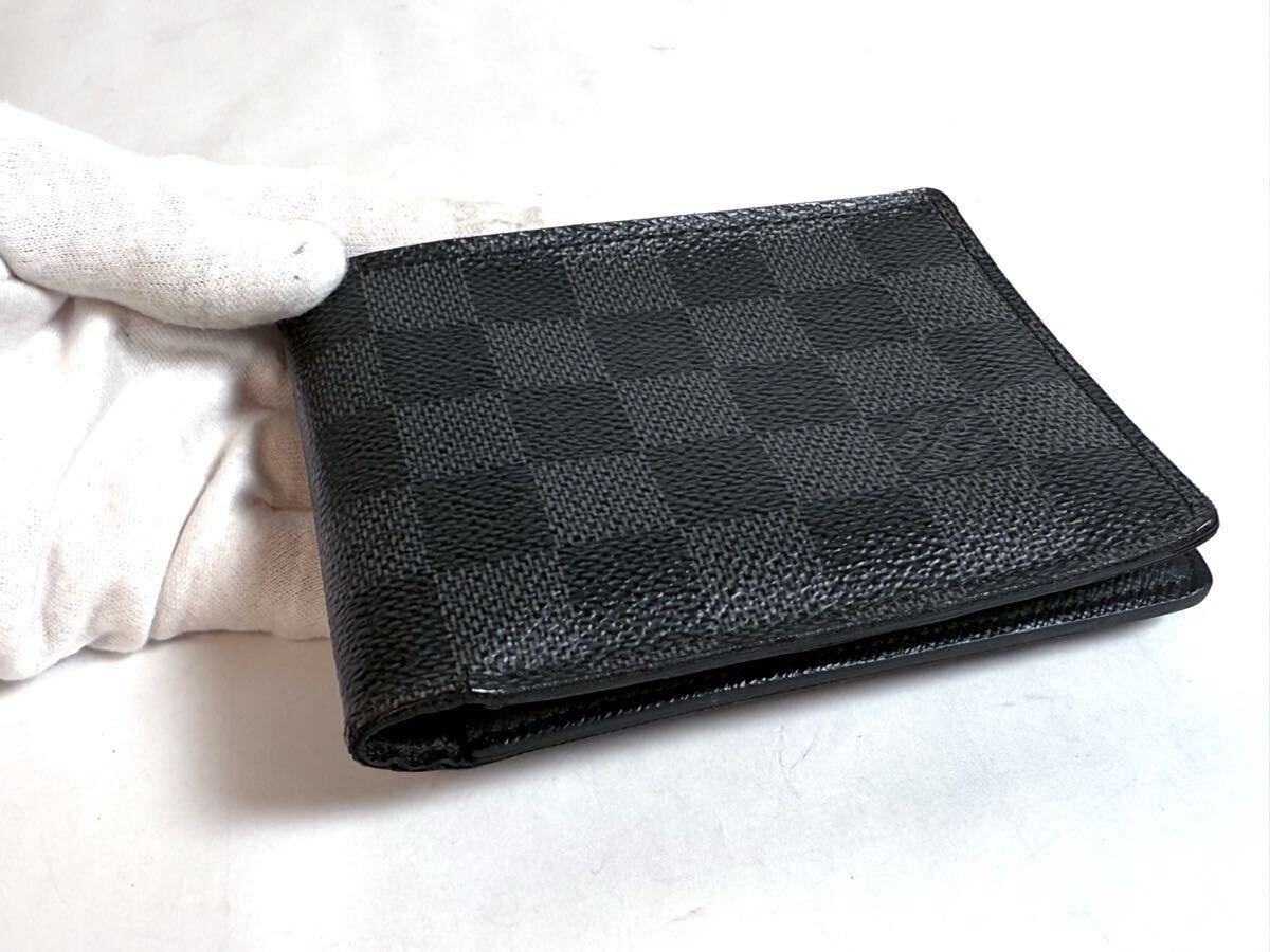 LOUIS　VUITTON 　ルイヴィトン　N62663　ダミエ・グラフィット　小銭入れ無し　二つ折り財布　ポルトフォイユ・ミュルティプル