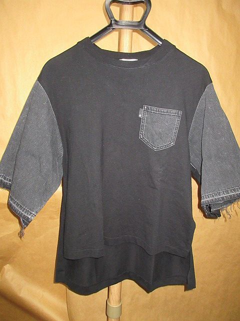 アンダーカバー UNDER COVER デニム　ドッキング　再構(gòu)筑　Tシャツ　カットソー　黒　2