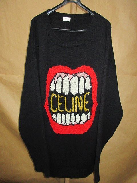 セリーヌ　CELINE　21SS THE DANCING KID　カシミヤ　ウール　マウス　ロゴ　2A04L714M　オーバーサイズ　ニット M　國內(nèi)正規(guī)品