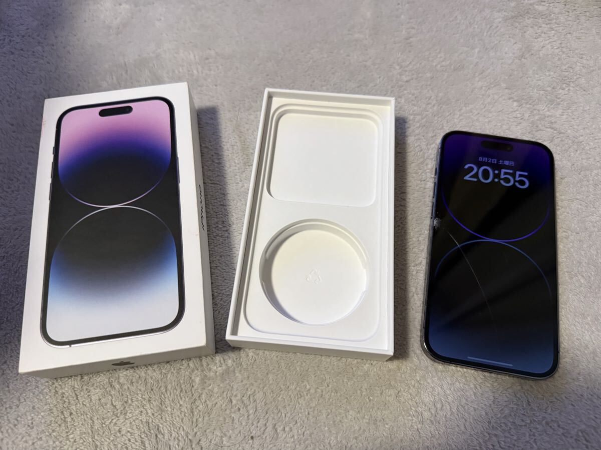 Apple iPhone 14 pro ディープパープル SIMフリー 画面割れあり