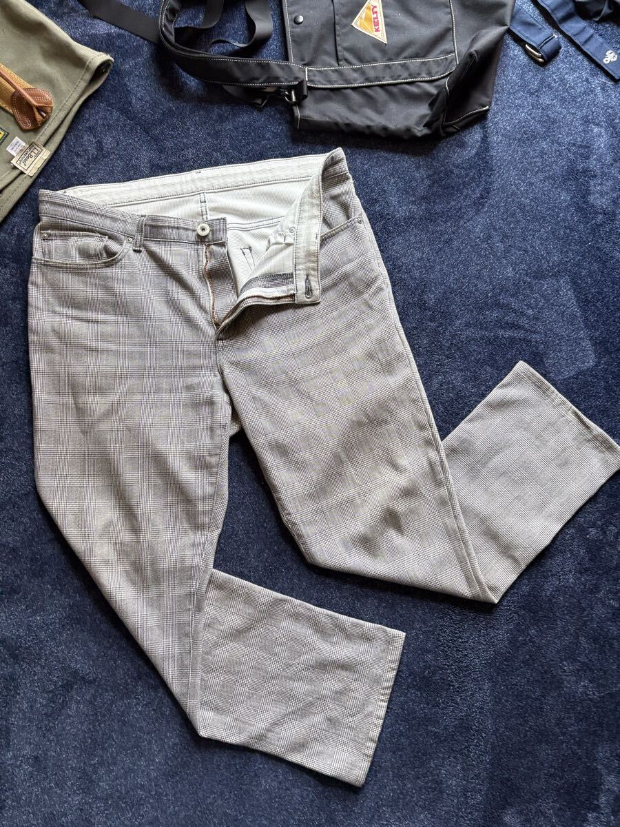 美品 日本製 人気パンツ EDWIN エドウイン 高品質 ストレッチ素材 グレンチェック トラウザーズ パンツ sizeＷ36 胴囲94cm FC543M_画像2