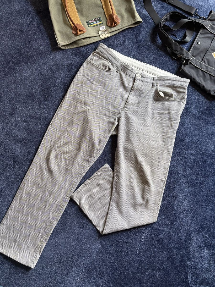 美品 日本製 人気パンツ EDWIN エドウイン 高品質 ストレッチ素材 グレンチェック トラウザーズ パンツ sizeＷ36 胴囲94cm FC543M_画像5