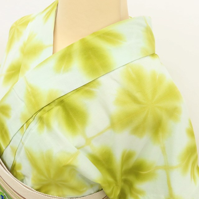 ゆめsaku】美品 板締め絞り 綿 洗える着物“夏の美しさを上手