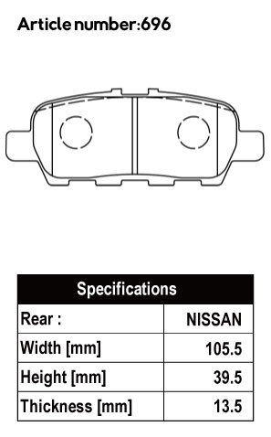 ACRE アクレ ブレーキパッド ライトスポーツ リア用 エスクード TDA4W H20.6～H29.4 2.4L_画像2