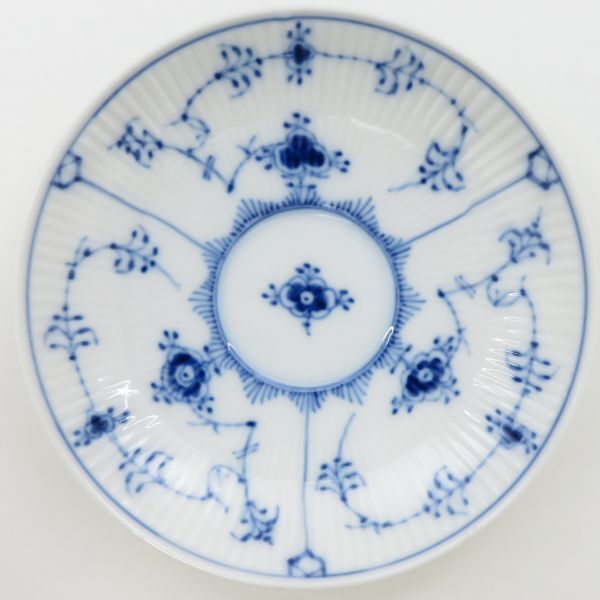 ロイヤルコペンハーゲン カップ&ソーサー■ブルーフルーテッド プレインレース Royal Copenhagen ティーC&S 6客セット 洋食器_画像2