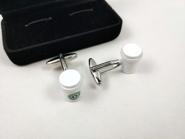 カフスボタン カフリンクス コーヒーカップ タンブラー スタバ好きに 面白_画像3
