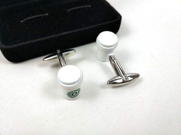 カフスボタン カフリンクス コーヒーカップ タンブラー スタバ好きに 面白_画像4