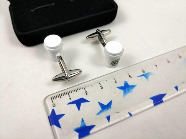 カフスボタン カフリンクス コーヒーカップ タンブラー スタバ好きに 面白_画像7