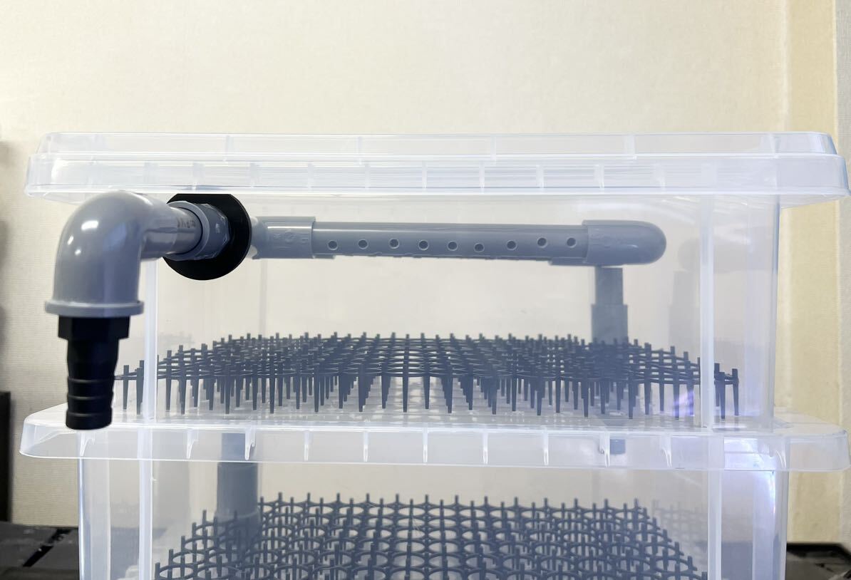 自作 濾過装置 3段ボックス クリア 濾過層 濾過器 金魚 メダカ