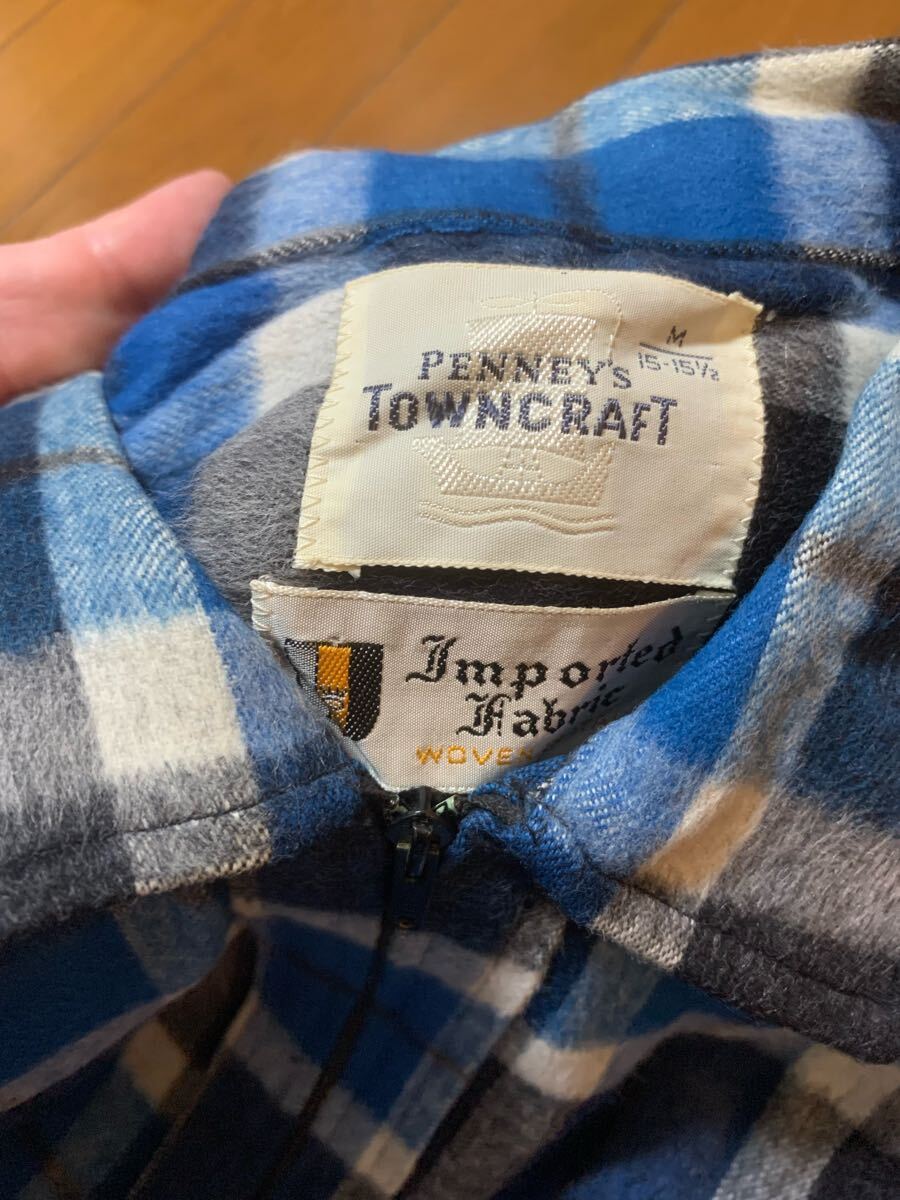 50’s60’s ビンテージ デッドストック フランネルシャツ PENNY’S TOWNCRAFT ハーフジップ オンブレ ネルシャツ_画像3