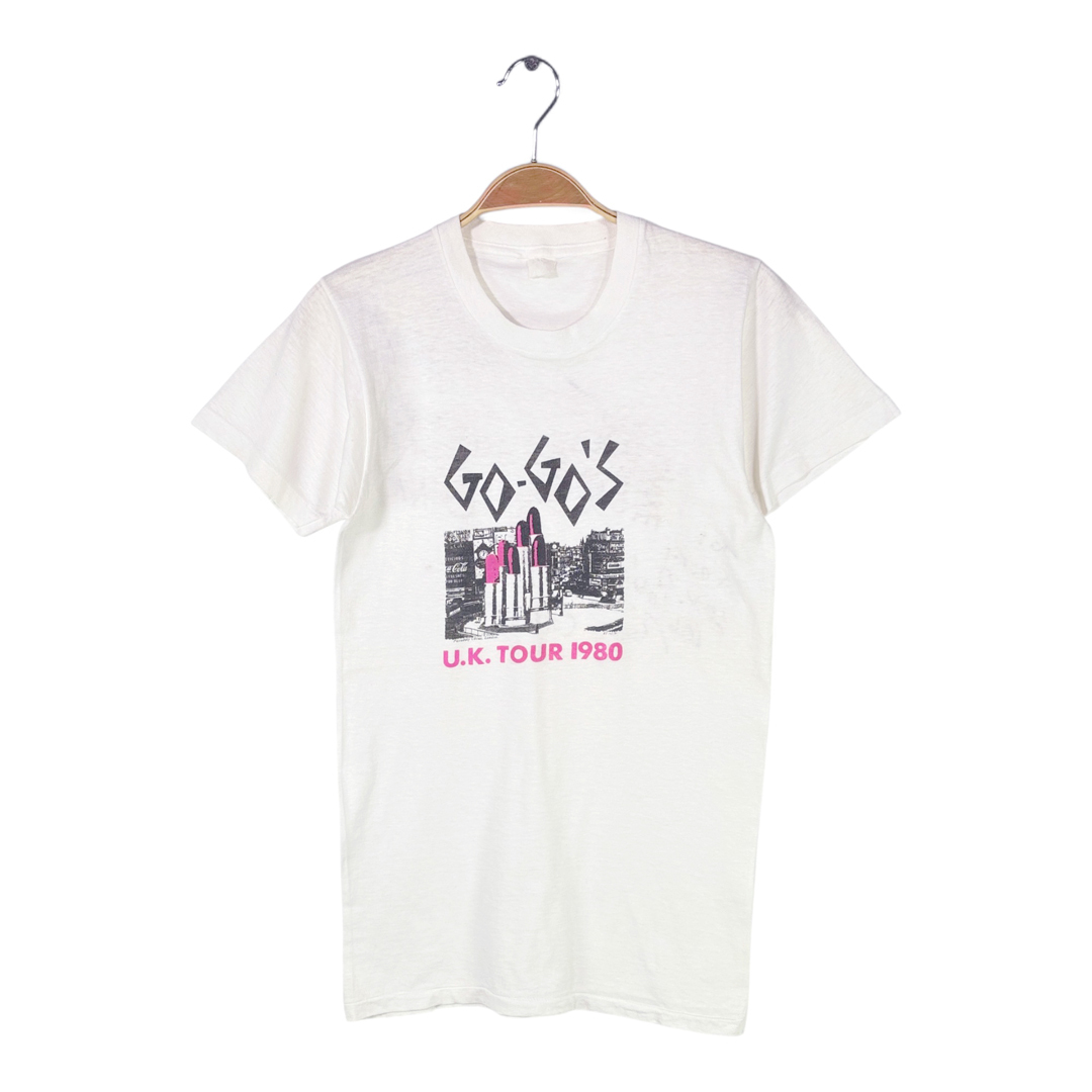 【送料無料】80s ゴーゴーズ ヴィンテージTシャツ ロックTシャツ 直筆サイン入り 公演チケット付 GO-GO\'S サイズS相当 古着 @AAA1366
