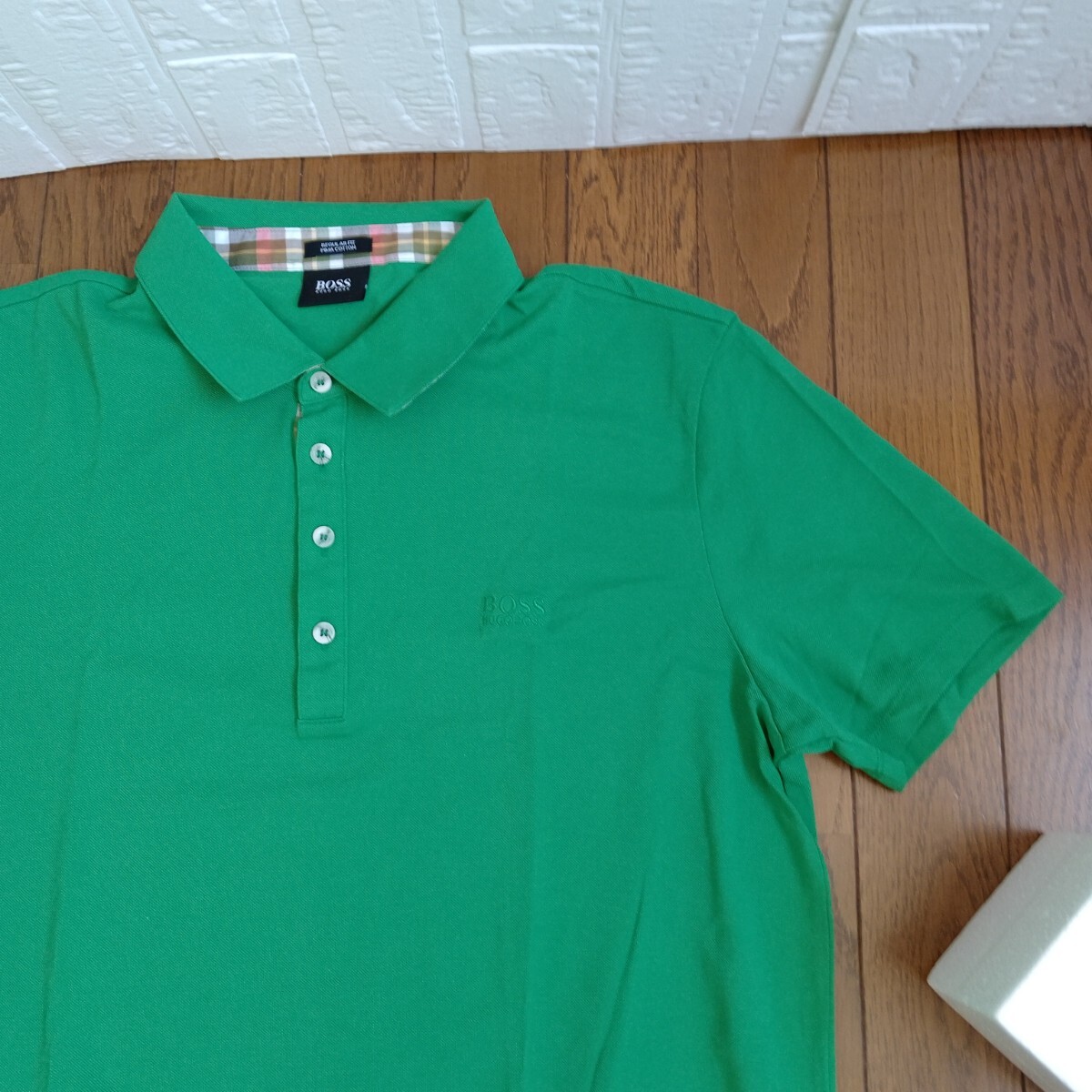 1120【中古】HUGO BOSS GOLF　ヒューゴ.ボスゴルフ　ゴルフウェア　半袖ポロシャツ　メンズサイズ　XL　緑（グリーン）_画像9