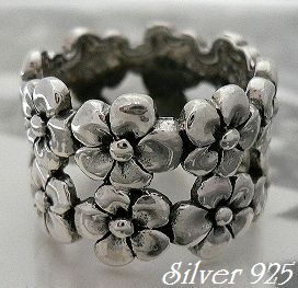 シルバー925銀のハワイアン2連プルメリア フラワー リング/12号.13号より_画像1
