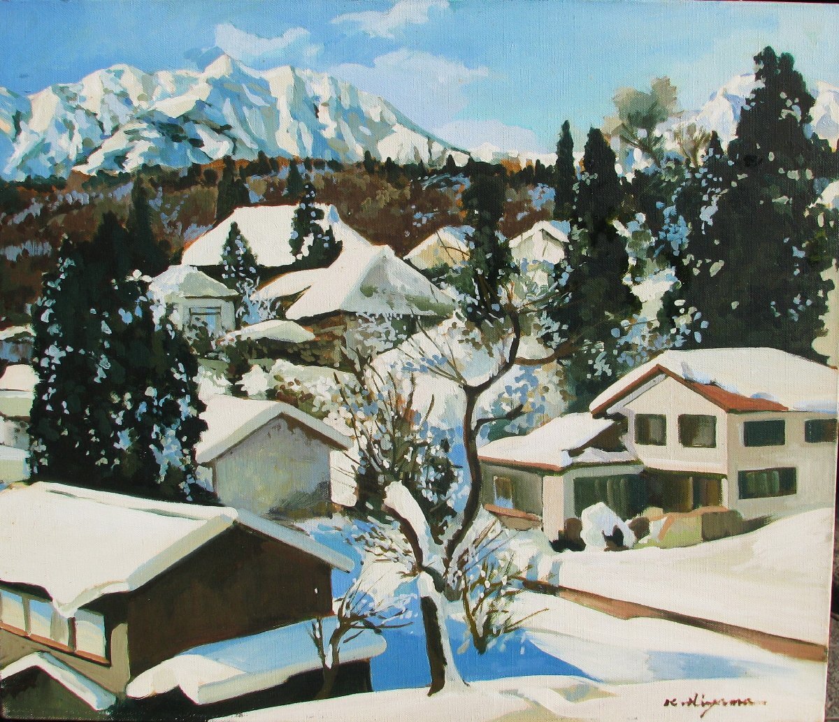 東京芸大小磯教室主要作家,檜山健三「戸隠春雪」F10号油彩,日本の原風景 東京芸大小磯教室主要作家,檜山健三「戸隠春雪」F10号油彩
