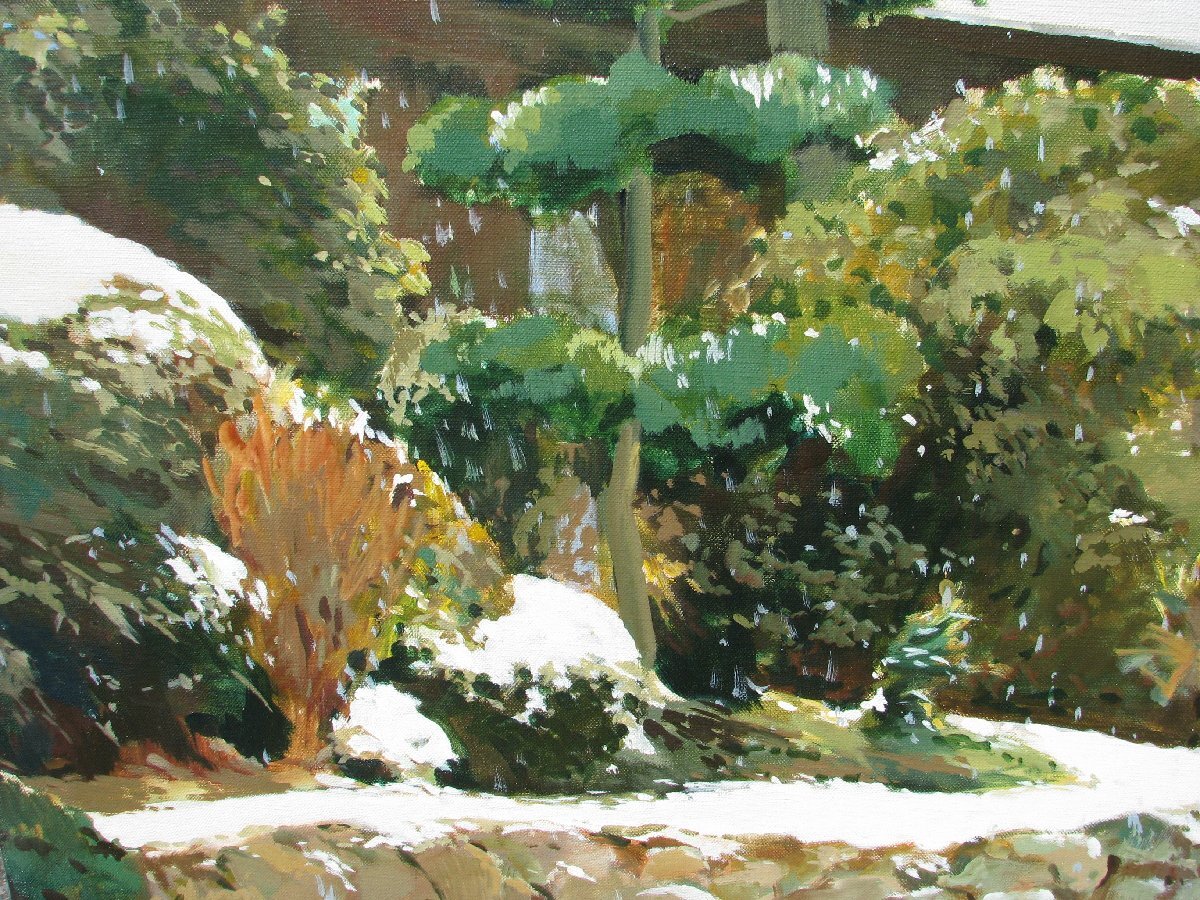 檜山健三「雪の寺」30号油彩,東京芸大小磯教室,最高の情感,伊勢甚出品 檜山健三「雪の寺」30号油彩，東京芸大小磯教室，最高の情感，伊勢