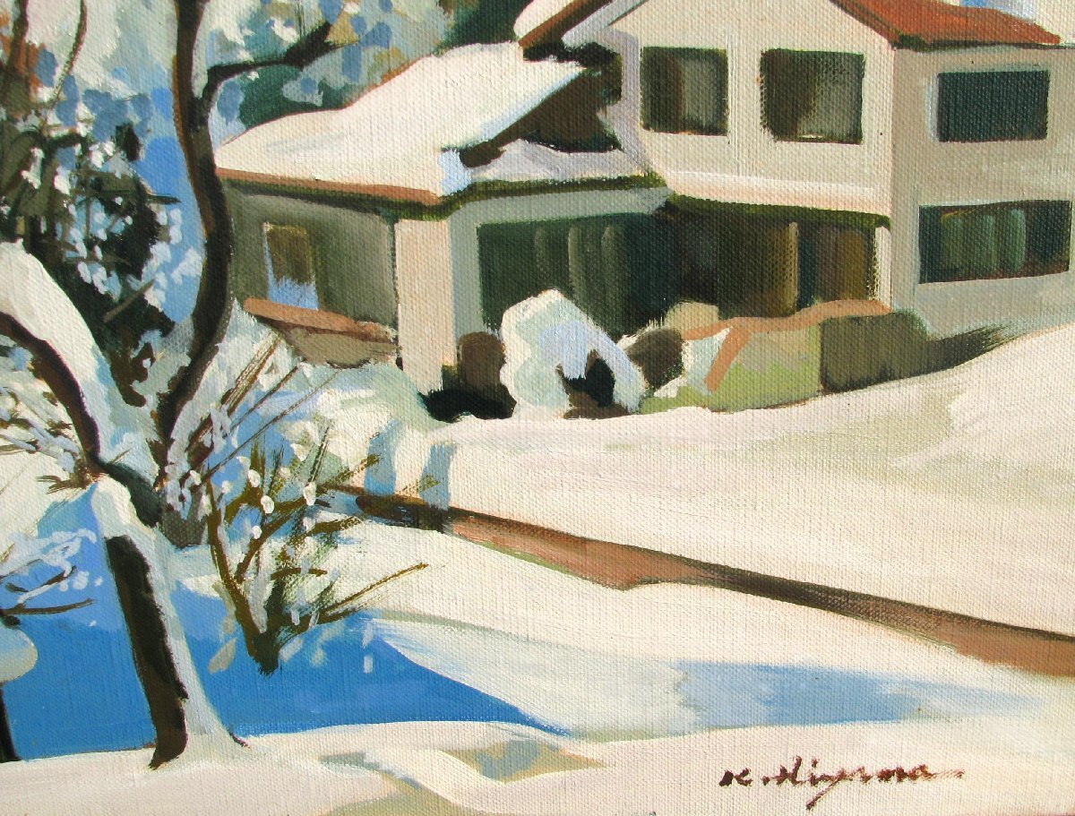 東京芸大小磯教室主要作家,檜山健三「戸隠春雪」F10号油彩,日本の原風景 東京芸大小磯教室主要作家，檜山健三「戸隠春雪」F10号油彩