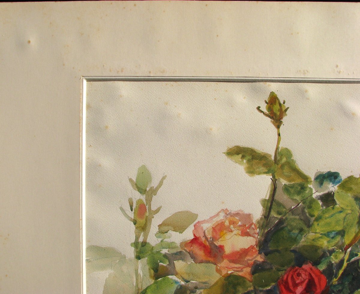 ☆おかたづけ☆詩人-黒田維理が愛した早逝の天才画家,鮭川泰三「バラ」水彩,約8号,超掘出物,成行_画像3