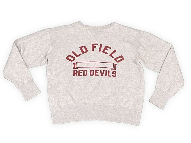 ジョーマッコイ JOE McCoy BALL PARK クルー スウェット 両V OLD FIELD RED DEVILS 染込みプリント グレー 42 [ta-1496]
