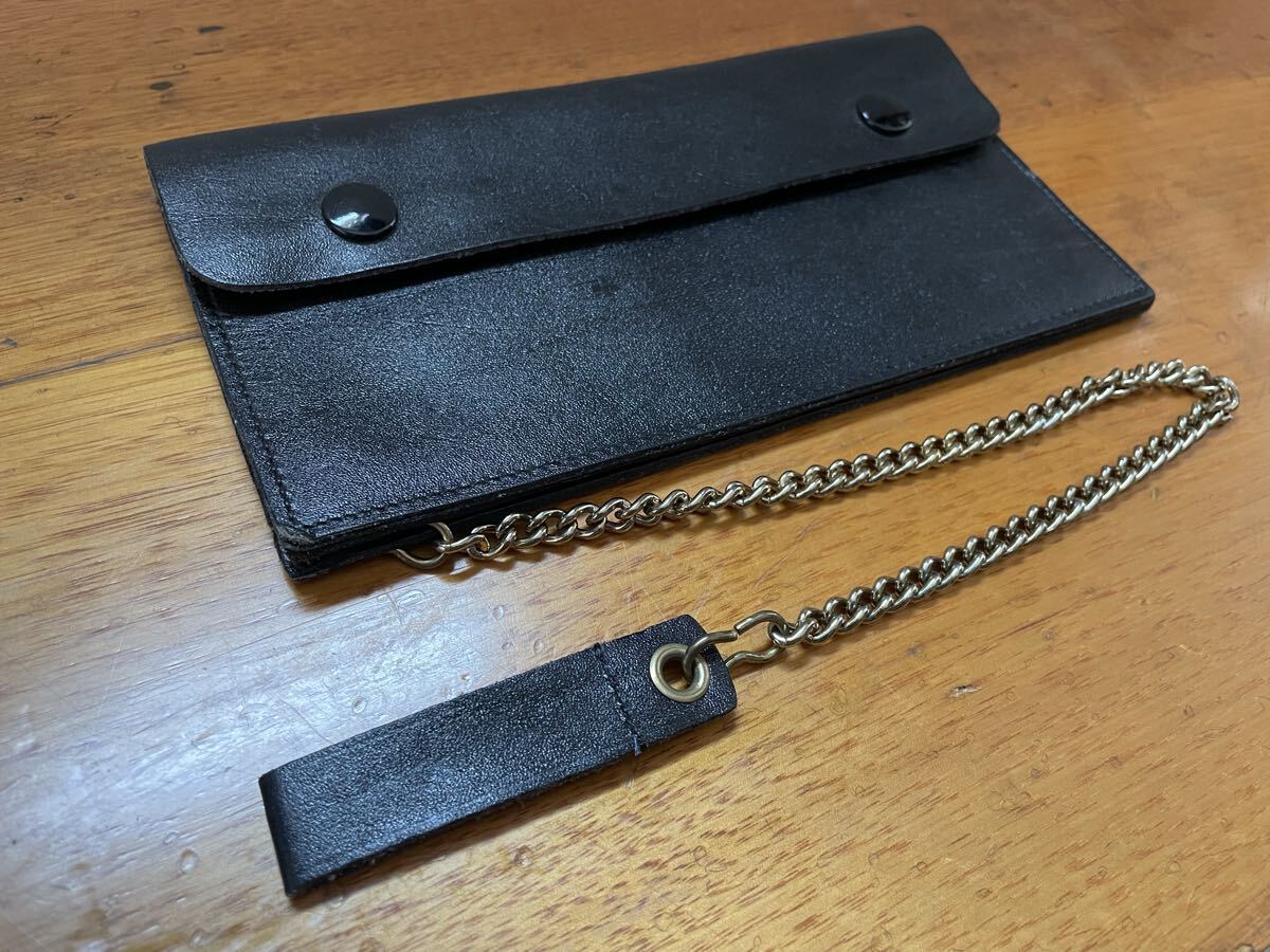 60'S USA製ビンテージ PRINCE GARDNER社製TRUCKERS' SAFTY LEATHER BIKER WALLET BLACK黒色TALON革製美品長財布_画像2