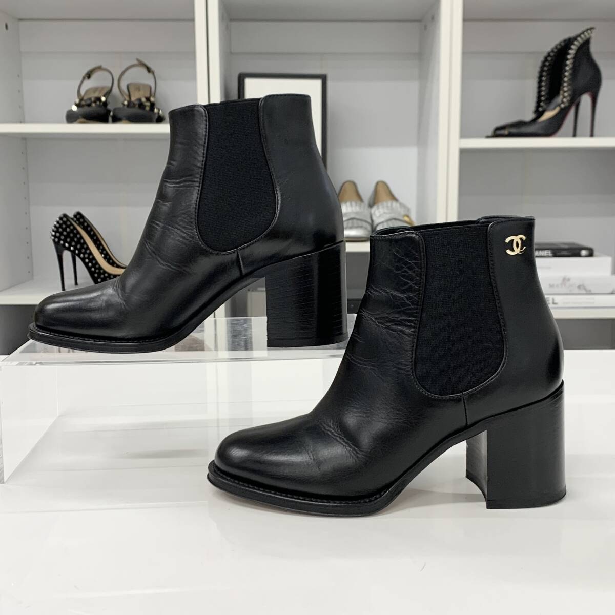 【CHANEL】ショートブーツ サイドゴア M12701 シャネル ココマーク サイドゴア レザー ショートブーツ