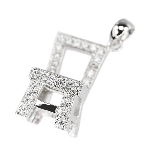 オニキス ペンダントトップ ダイヤモンド K18ホワイトゴールド イス 椅子 チェアー 送料無料 中古 宝正 901488_画像2