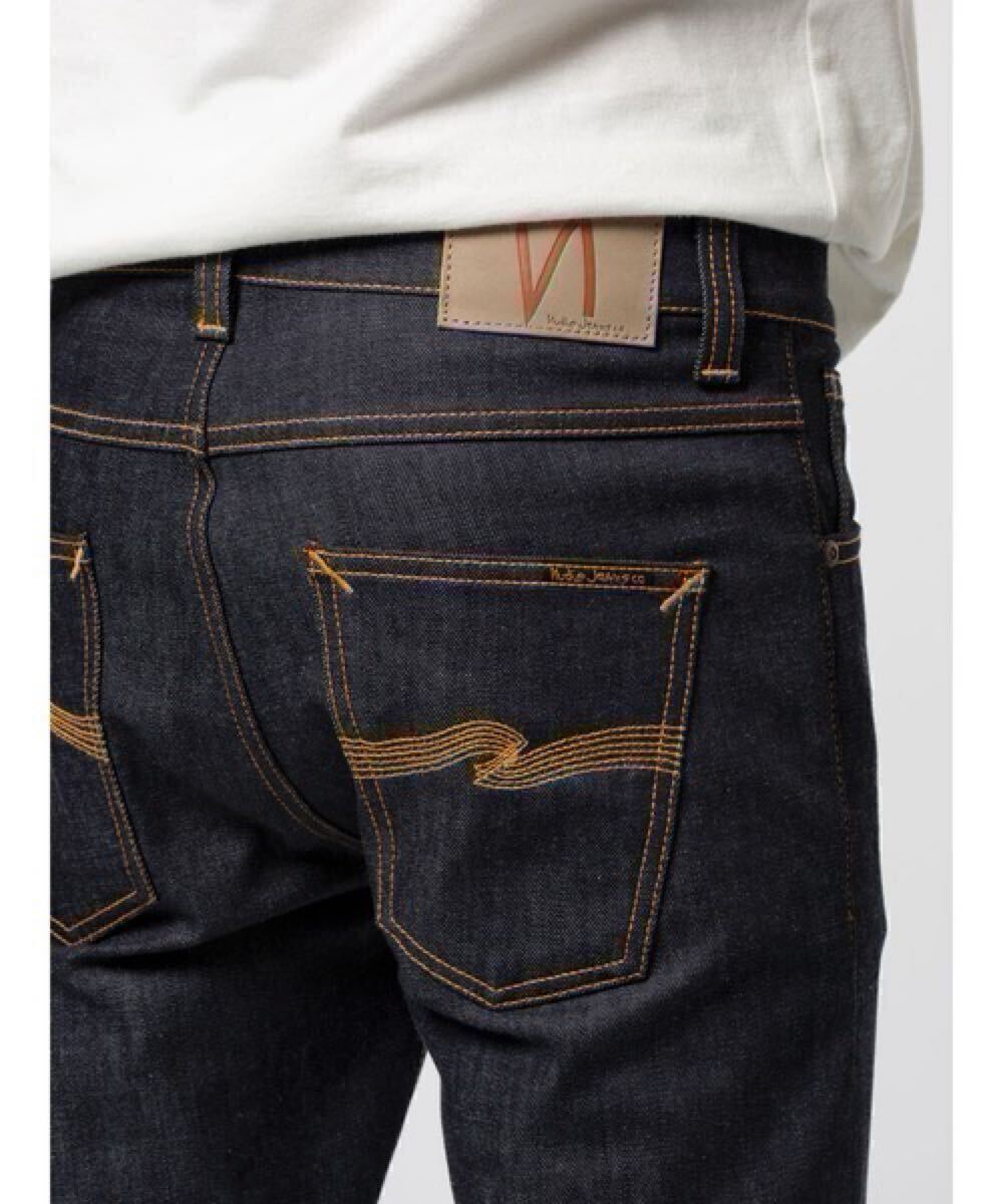 32 新品 Nudie Jeans ヌーディー ジーンズ Lean Dean Dry 16 Dips ストレッチ デニム 定3.08万 濃色 生デニム イタリア製 メンズ 送料無料_画像10