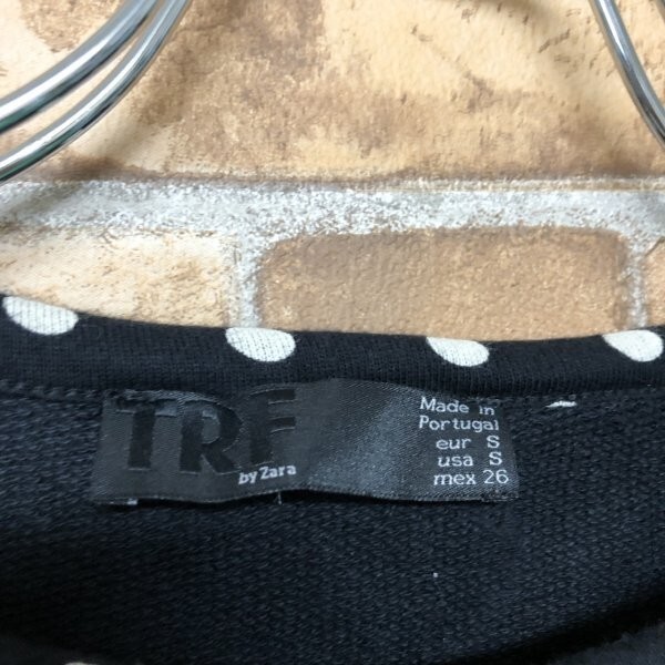 TRF by Zara ザラティーアールエフ レディース ビジュービーズ付き ドット総柄 長袖 スウェット カットソー S 黒 × ホワイト_画像2