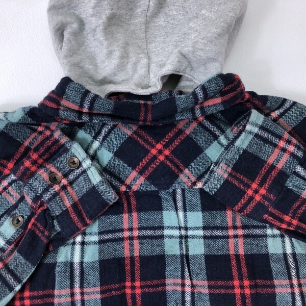 FOREVER21 フォーエバー21 メンズ アメカジ サーフ スウェット・フード 取外し可能 フランネル シャツ パーカー コットン100% S_画像3