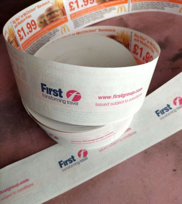 イギリス マクドナルド ロールチケット 1ロール（1000枚）イギリス ヴィンテージバスチケットロール