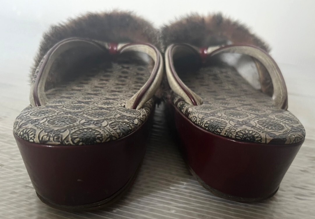 草履 着物 和装 冬草履 防寒 高級 あざらし アザラシ 毛皮 東京特製 中古品 /①_画像9