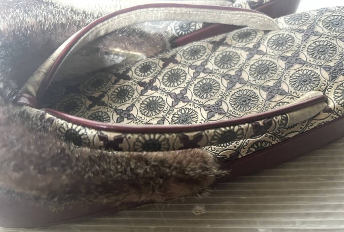 草履 着物 和装 冬草履 防寒 高級 あざらし アザラシ 毛皮 東京特製 中古品 /①_画像10