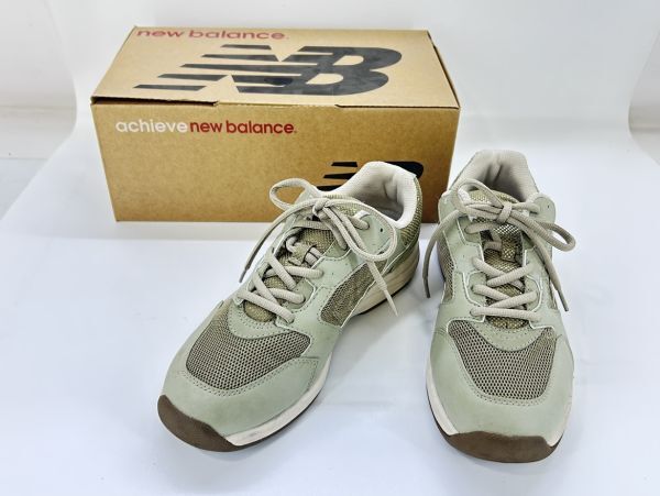 sa☆/ new balance ニューバランス achieve アチーブ スニーカー 24.5㎝ 4E SAGE セージグリーン 箱付き 　/DY-4680_画像1