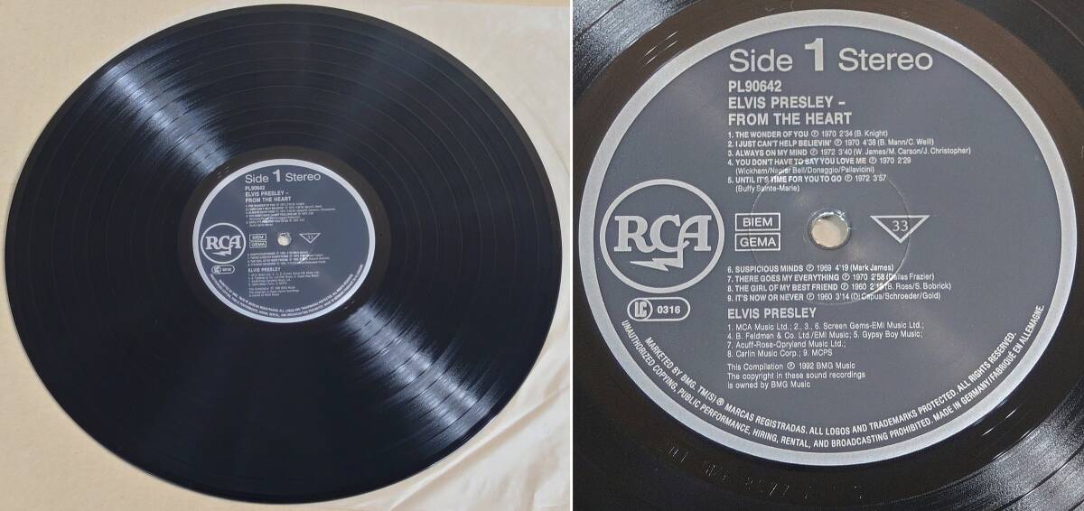 ★ELVIS★L(fēng)P　“ FROM THE HEART ” RCA ドイツ盤 PL-90642