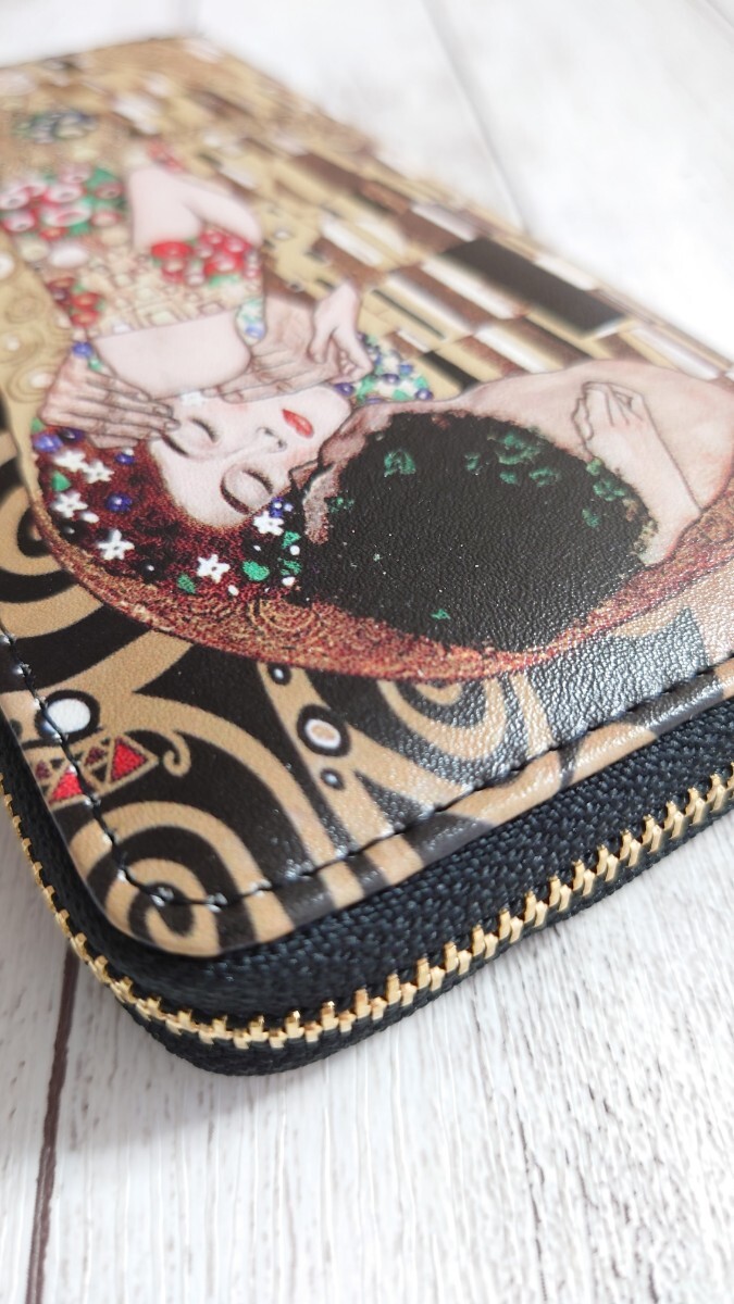 名画 長財布 クリムト 接吻 男女兼用 ラウンドファスナー 財布 アート_画像7